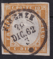 1862-Sardegna (F=on Piece) Firenze C1 (28.12) Su Frammento Affrancato C.10 - Sardegna
