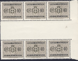 1945-Italia (MNH=**) 6 Valori Del Segnatasse 40c.grigio Bruno Senza Filigrana Co - Mint/hinged