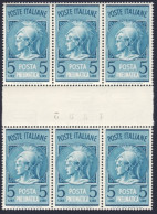 1945-Italia (MNH=**) Sestina Posta Pneumatica L.5 Azzurro Con Interspazio Di Gru - Ungebraucht