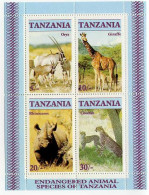 1986-Tanzania (MNH=**) Foglietto S.4v."fauna,animali In Via Di Estinzione" - Tanzanie