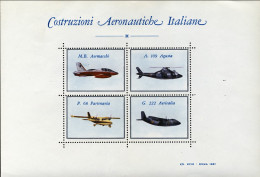 1981-Italia (MNH=**) Foglietto Erinnofilo Ed.Ecir Quattro Valori "Costruzioni Ae - Vignetten (Erinnophilie)