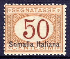 1920-Somalia (MNH=**) Segnatasse 50c. Con Soprastampa In Basso Cat.Sassone Euro  - Somalie