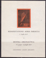 1957-Italia (MNH=**) Foglietto Erinnofilo Manifestazione Aerea Baracca Mostra Ae - Erinnofilie