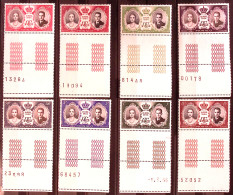 1956-Monaco (MNH=**) S.8v."Nozze Reali"con Bordo Di Foglio Completo E Numero Di  - Altri & Non Classificati