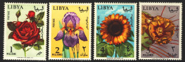 1965-Libia (MNH=**) S.4v:"Fiori, Flowers, Roses, Sunflower" - Libya