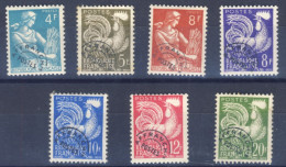 1954/9-Francia (MNH=**) 2 Serie 7 Valori Preannullati - Unused Stamps