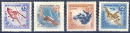 1959-Russia (MNH=**) Serie 4 Valori Elicottero, Subacqueo, Motociclista E Paraca - Sonstige & Ohne Zuordnung