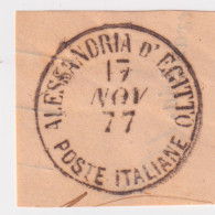 1877-Levante (O=used) C1 Completo Di Alessandria D'Egitto Del 17.11 Su Frammento - Erinnophilie