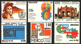 1974/83-Messico (MNH=**) Cinque S.6v."Comunicazione,trasporti,volley,Gen.Guerrer - Mexique
