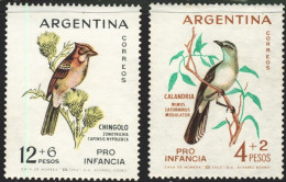 1962-Argentina (MNH=**) S.2v. "Pro Infanzia Uccelli Birds" - Unused Stamps