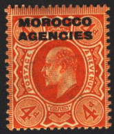1912-Marocco Agenzie (MLH=*) 4d. Orange British Stamps Surcharged - Other & Unclassified
