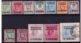 1907-Marocco Agenzie(MLH=*) S.12v. British Stamps Surcharged In Spanish Currency - Otros & Sin Clasificación