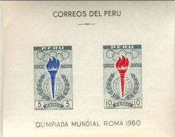 1960-Perù (MNH=**) Foglietto S.2v." Olimpiadi Di Roma" Cat.Yvert Euro 8 - Pérou