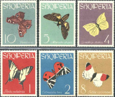 1963-Albania (MNH=**) S.6v."farfalle"cat.Yvert Euro 20 - Albania