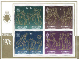 1976-Aitutaki (MNH=**) Foglietto S.8v."Natale" - Aitutaki