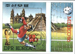 1986-Corea Del Nord (O=used) Foglietto S.1v."Campionato Di Calcio Mexico 86"gomm - Corée Du Nord