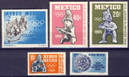 1965-Messico (MNH=**) S.5v."Olimpiade Messico" - Mexico
