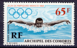 1968-Arcipelago Delle Comore (MNH=**) S.1v."Olimpiade Messico Swimmer, Butterfly - Comoren (1975-...)