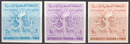 1964-Yemen (MNH=**) Mutawakelite S.3v." Olimpiadi Di Tokyo"non Dentellati - Yémen