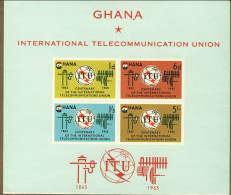 1965-Ghana (MNH=**) Foglietto S.4v."Unione Internazionale Telecomunicazioni" - Ghana (1957-...)