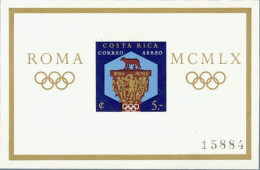 1960-Costa Rica (MNH=**) Foglietto 5c."Olimpiadi Di Roma"non Dentellato - Costa Rica