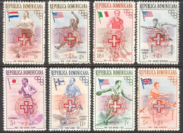 1957-Dominicana (MNH=**) S.8v." Olimpiadi Di Melbourne Soprastampati Asistencia  - Repubblica Domenicana