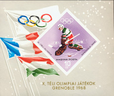 1968-Ungheria (MNH=**) Foglietto S.1v. Non Dentellato " Olimpiadi Invernali Gren - Andere & Zonder Classificatie