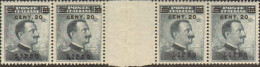 1916-Lipso (MNH=**) Blocco Di Quattro Esemplari Del 20c.su 15c.grigio Ardesia Co - Egée (Lipso)