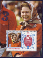 1986-Funafuti Tuvalu (MNH=**) Foglietto 5d.anniversario Elisabetta II - Tuvalu