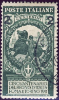 1913-Italia (O=used) Cinquantenario Unità D'Italia Soprastampato 2 Su 5c.verde C - Used