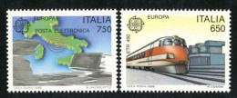 1988-Italia (MNH=**) S.2v."Europa Cept Mezzi Di Trasporto E Di Comunicazione"cat - 1946-60: Mint/hinged