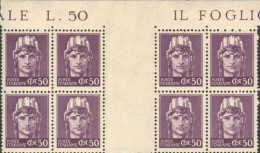 1944-Italia (MNH=**) Blocco Di Otto Del 50c.Imperiale Senza Fasci Con Interspazi - Neufs