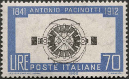 1962-Italia (MNH=**) L.70 Azzurro Antonio Pacinotti Con Centro Spostato In Basso - 1946-60: Nuevos