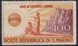 1946-San Marino (MNH=**) L.100 UNRRA Cat.Sassone Euro 22 - Ongebruikt