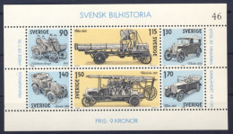 1980-Svezia (MNH=**) Foglietto 6 Valori Storia Dell'automobile Svedese - Autres & Non Classés