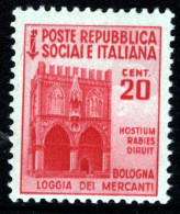 1944-Italia (MNH=**) 20c.varietà SOCIAIE Invece Di SOCIALE - Ongebruikt