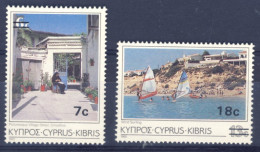 1985-Cipro (MNH=**) Serie 2 Valori Soprastampati Vedute - Sonstige & Ohne Zuordnung
