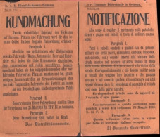 1918-NOTIFICAZIONE Data In Gemona Dall'I.R. COMANDO DISTRETTUALE, Manifesto Bili - Posters