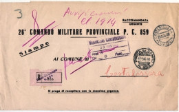 1944-Posta Da Campo N.859 C.2 Verde (22.5) E Lineare In Gomma Viola Su Piego Rac - Marcophilie