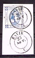 1863-ENVIE C 2/C (23.9) Su Frammento Affrancato Litografato C.15 - Marcofilie