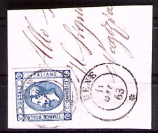 1863-BENE C.2 Con Rosetta (6.6) Su Frammento Affrancato Litografato C.15 - Marcofilía