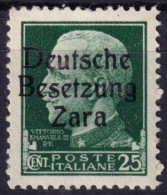 1943 (MNH=**) ZARA Occupazione Tedesca Imperiale Sopr.c.25 Nuovo Gomma Originale - Duitse Bez.: Zara