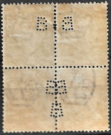 1927-PERFORATI/PERFIN B Su Floreale Blocco Di Quattro C.25 - Marcophilia