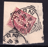 1908 (F=on Piece) PERFIN FAT (Fond. Acciaierie Terni) Su Frammento Affrancato Ef - Gebraucht