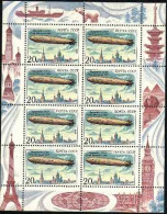 1991-Russia (MNH=**) Foglietto 8 Valori "Graf Zeppelin" - Andere & Zonder Classificatie