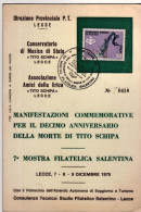 1975-LECCE 10 Anniversario Morte Tito Schipa Annullo Speciale Su Pieghevole Con  - 1971-80: Marcofilia