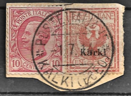 1914 POSTE ITALIANE/KALKI (Egeo) C.2 (1.7) Su Frammento Affrancato Regno Leoni C - Egée (Carchi)