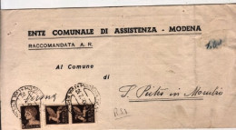 1944-Imperiale C.10 + Posta Aerea Coppia C.50 Su Sopracoperta Di Pigo Modena (24 - Marcofilie