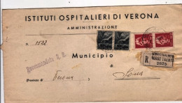 1946-Imperiale S.F. Coppia Lire 2 + Democratica Coppia C.40 Su Sopracoperta Pieg - 1946-60: Poststempel