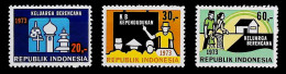 1973-Indonesia (MNH=**) Serie 3 Valori Pianificazione Familiare - Indonesia